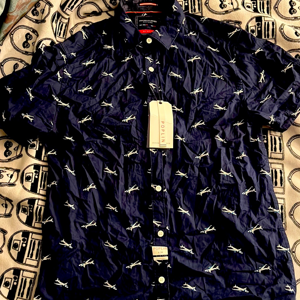 Denim & Flower Shirt Airplanes Navy